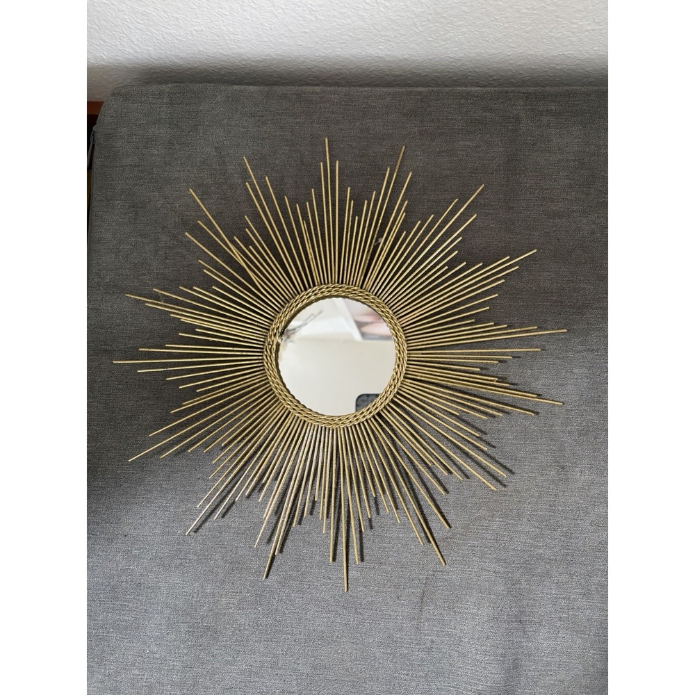 PIER 1 Petite Gold Burst SUNBURST STARBURST MIRROR WALL ART / 15"
